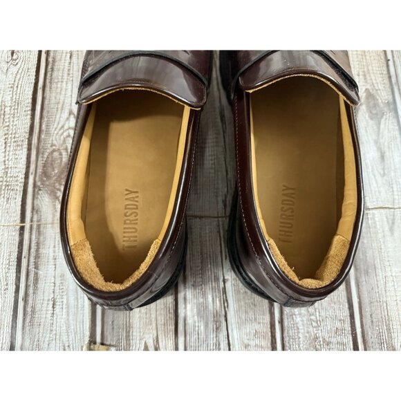 THURSDAY Penny Leather Loafer Shoes Size 10.5 Color Burgundy New - Picture 9 of 9